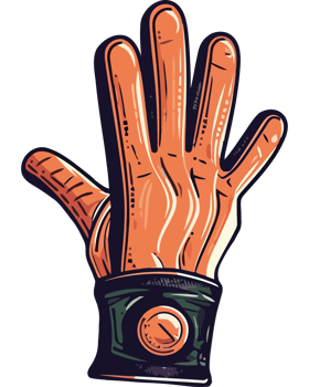 A cartoon glove with a watch on it png