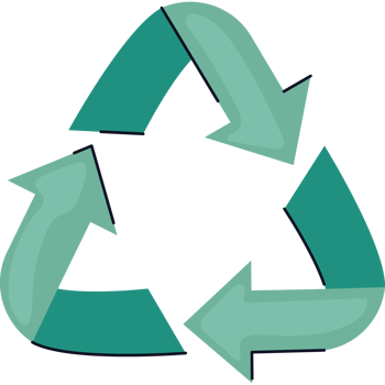 A green recycling symbol with arrows pointing in different directions png
