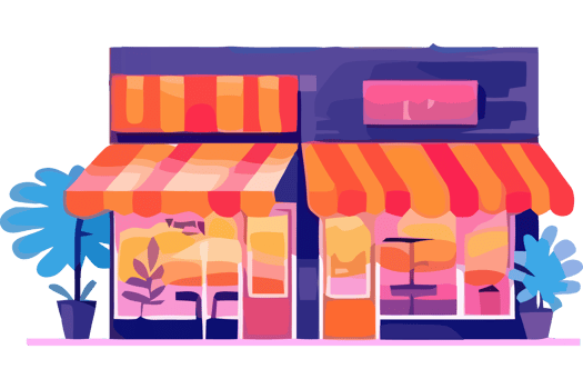 An illustration of a colorful store front png