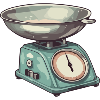A cartoon scale with a bowl on top png