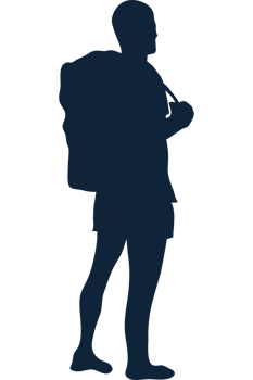 A silhouette of a man with a backpack png