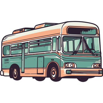 A bus is shown in a cartoon style png