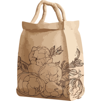A brown paper bag with flowers on it png