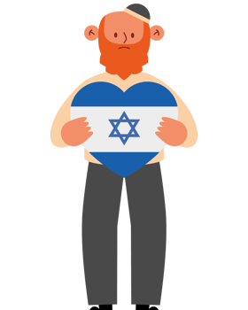 Israeli man holding heart with flag of israel png