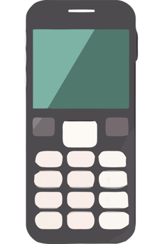 A black and white cell phone with a green screen png