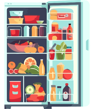 An open refrigerator with food inside png