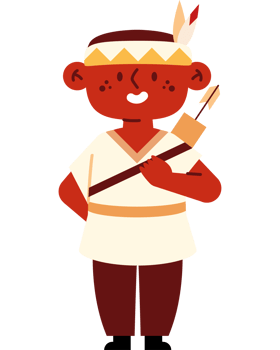 A cartoon native american man with a bow and arrow png