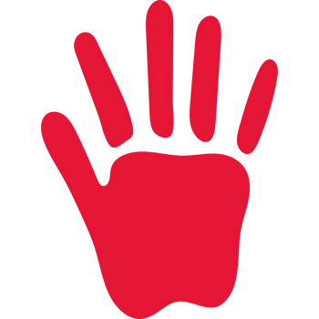A red hand with a black background png