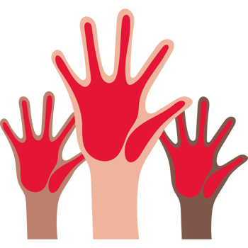 Hands with red paint on them, with three hands png