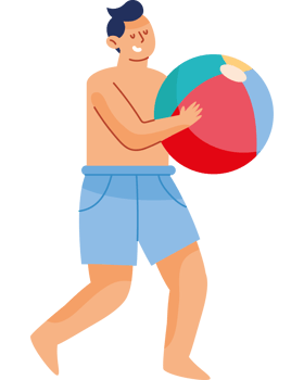 A man is holding a beach ball png