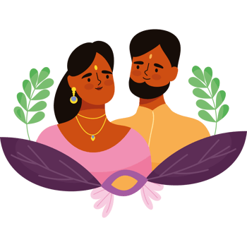 An illustration of a couple in indian clothing png