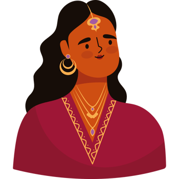 An illustration of a woman wearing jewelry png