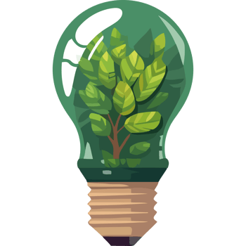 An illustration of a light bulb with green plants inside png