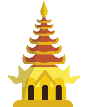 A golden pagoda with a roof and a tower png