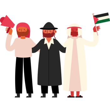 Three people holding flags and holding up a flag png
