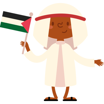 A cartoon character holding an arab flag png