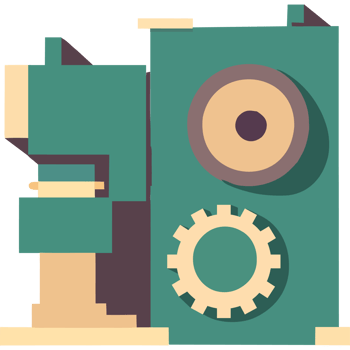 A green machine with gears and a clock png
