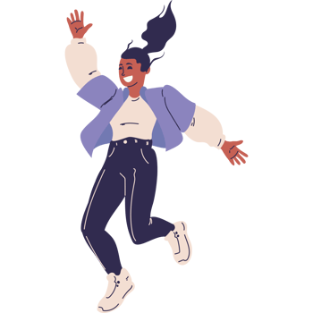 A cartoon woman jumping in the air png