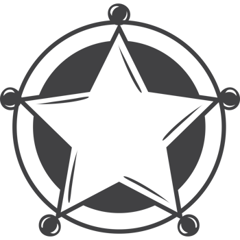 A black and white star in a circle png