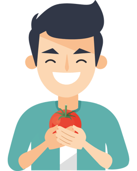 A man holding a tomato in his hands png