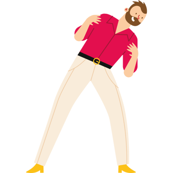 A man in a pink shirt and white pants is doing a dance png