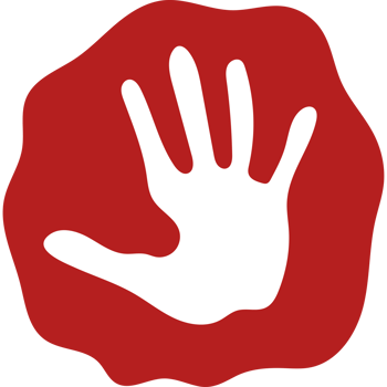 A red hand with a white hand in the middle png