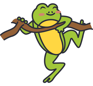 A cartoon frog holding a branch png
