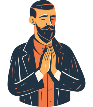 A man with a beard and a suit is praying png