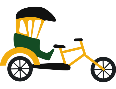A yellow and green tricycle with a helmet on it png