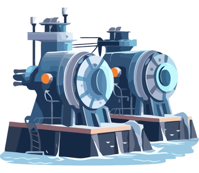 Two large steam engines on a boat in the water png