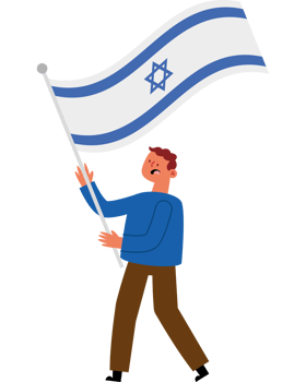 Israel flag man holding israel flag png