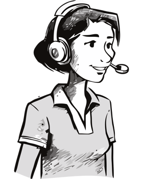A cartoon woman wearing headphones and a headset png