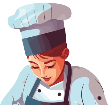 A cartoon chef is cooking food png
