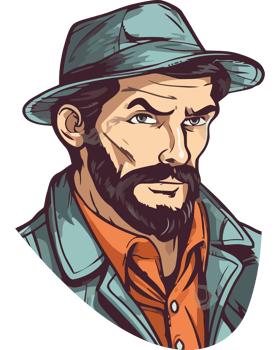 A man with a beard and hat png