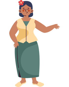 A cartoon woman in a traditional dress png