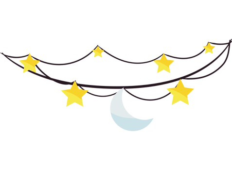 A string of stars and a moon hanging from a string png