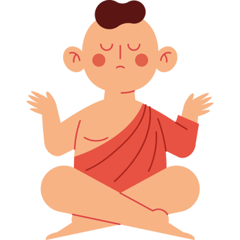 A cartoon buddha sitting in meditation png