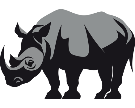 A rhino is standing in front of a black background png