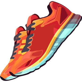 An orange running shoe with a blue sole png