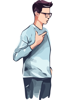 A cartoon man with glasses and a blue shirt png