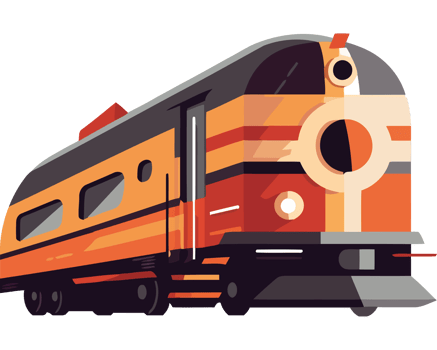 An orange and black train on a black background png