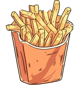 French fries in a paper bag png