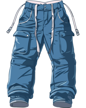 Blue pants with a zipper on the side png