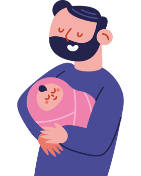 A man holding a baby in his arms png