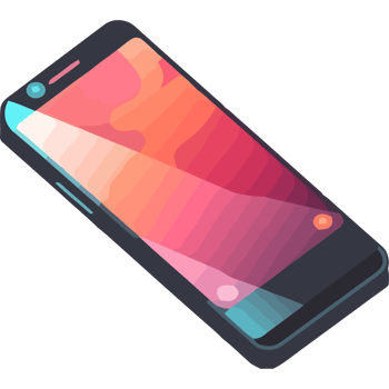 A smartphone with a colorful screen on it png