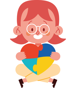 A girl with autism holding a puzzle piece png