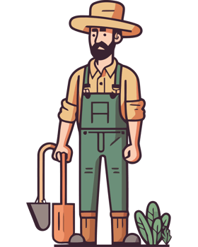 Farmer with a shovel and a hat png
