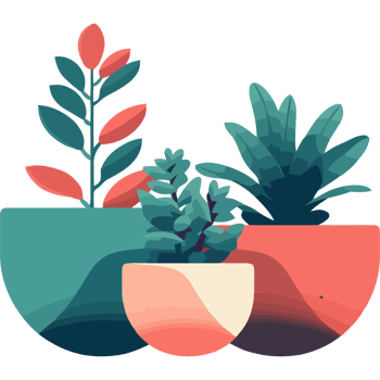 Three pots with plants in them png