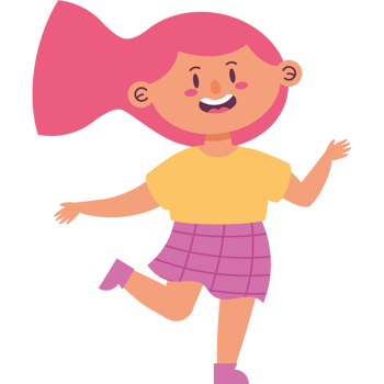 Happy girl running cartoon illustration png