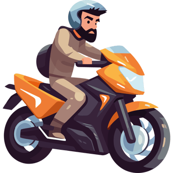 A man riding a motorcycle on a black background png